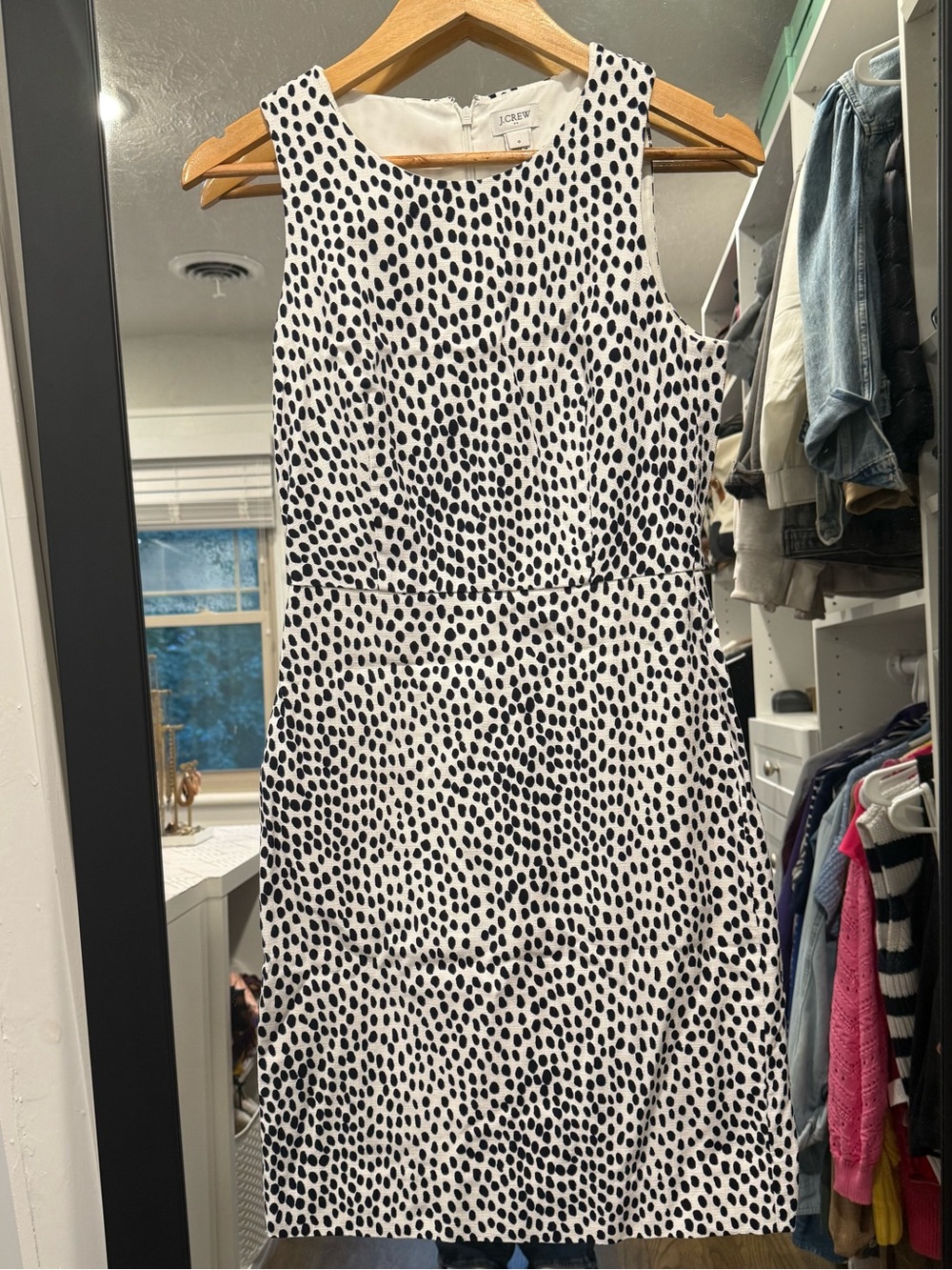 J. Crew Black & White Sleeveless Printed Sheath Dress